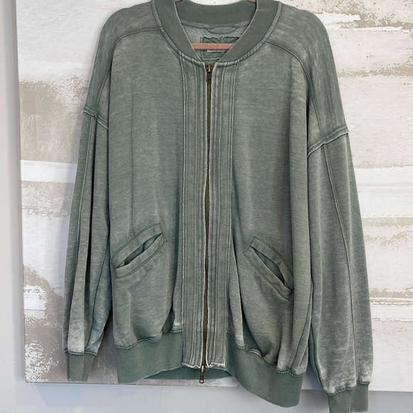 We the Free Washed Army Full Zip Sweatshirt - Picture 1 of 3